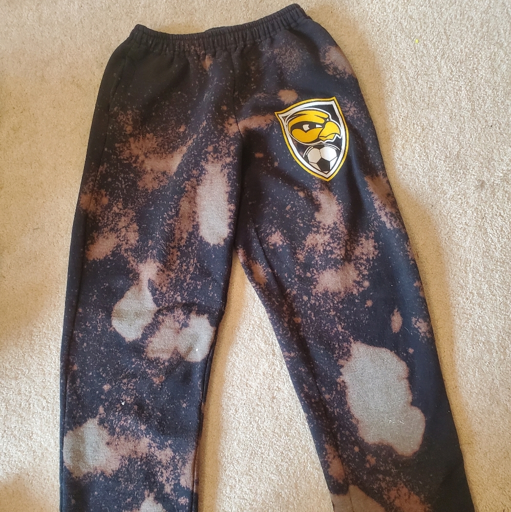 ♡hand bleached sweatpants w/ soccer logo♡